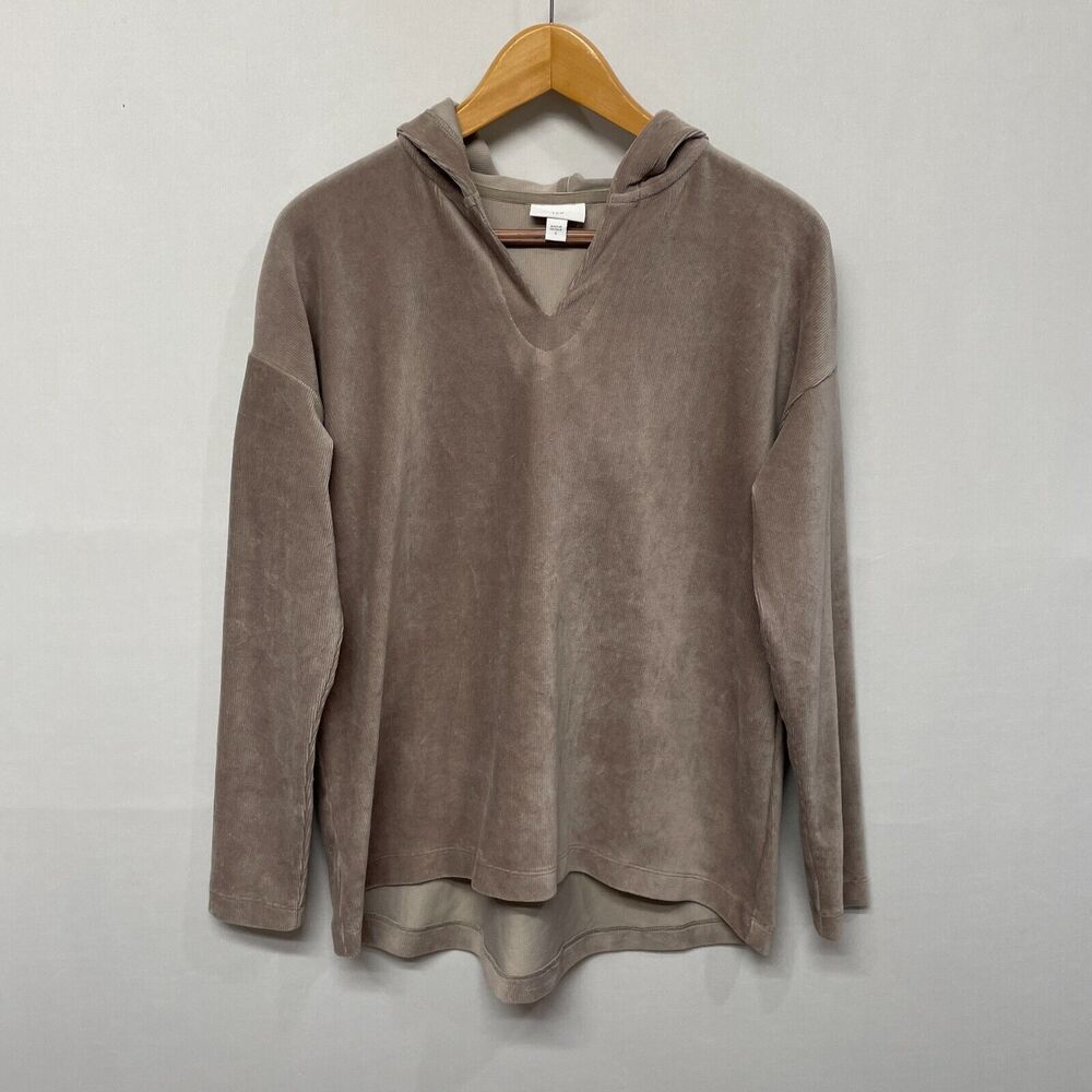 J Jill Women Pullover Hoodie Sweatshirt Size Small Light Brown Corduroy B354 -23